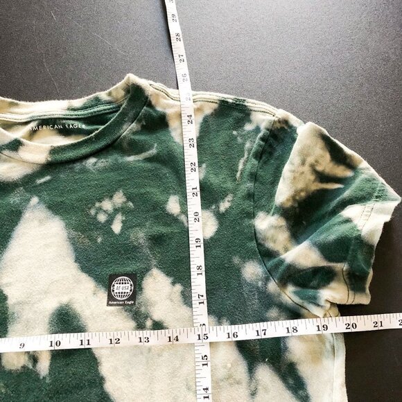 American Eagle Crewneck Logo USA Tie Dye T Shirt Green Small Mens Standard Fit - Picture 7 of 7